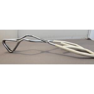 Vintage White Rubber Handle 8-1/2" Angled Stainless Steel Tongs - Made in Taiwan